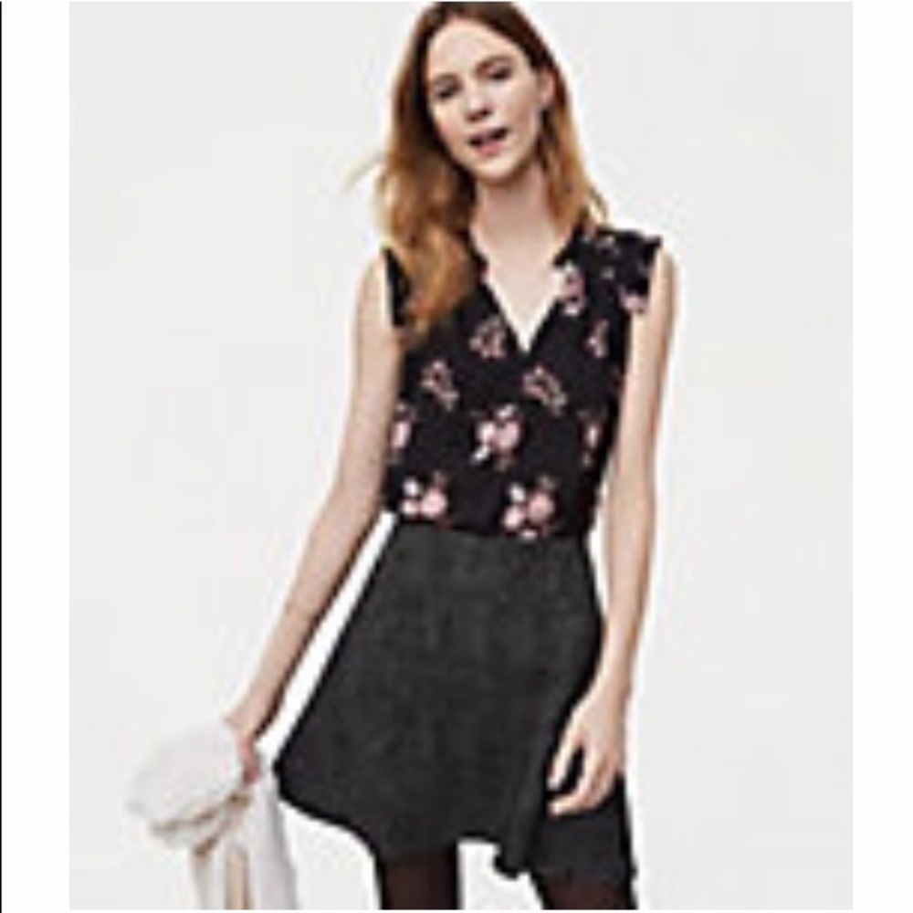 LOFT Herringbone Pull On Flippy Skirt